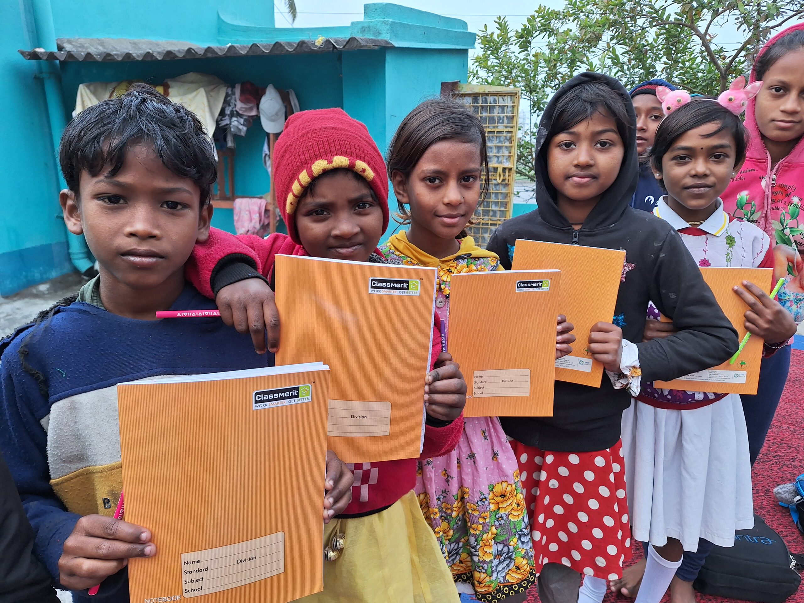 Children receive study materials to kickstart learning